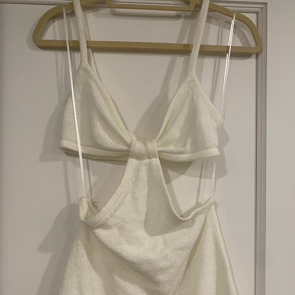 Mini White Knit Cut Out dress